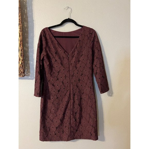 DVF Dress 8 Plum Sarita Flower Stretch Lace Career Church - Picture 10 of 13